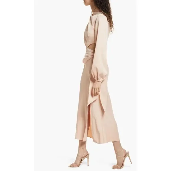 NWT Misha Collection x Revolve Maryan Dress in Pink Rose Cloud Cut Out Faux Wrap - Picture 4 of 14